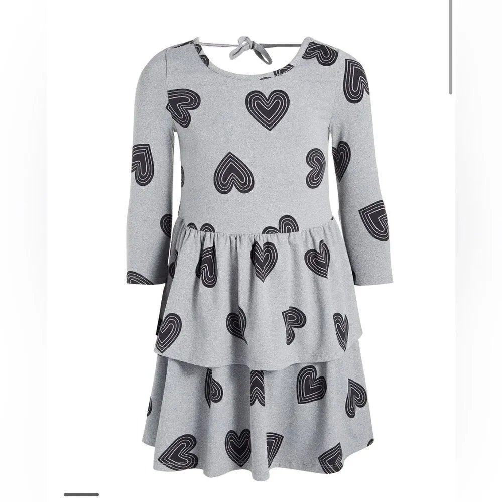 Toddler & Little Girls Heart-Printed Tiered Dress,